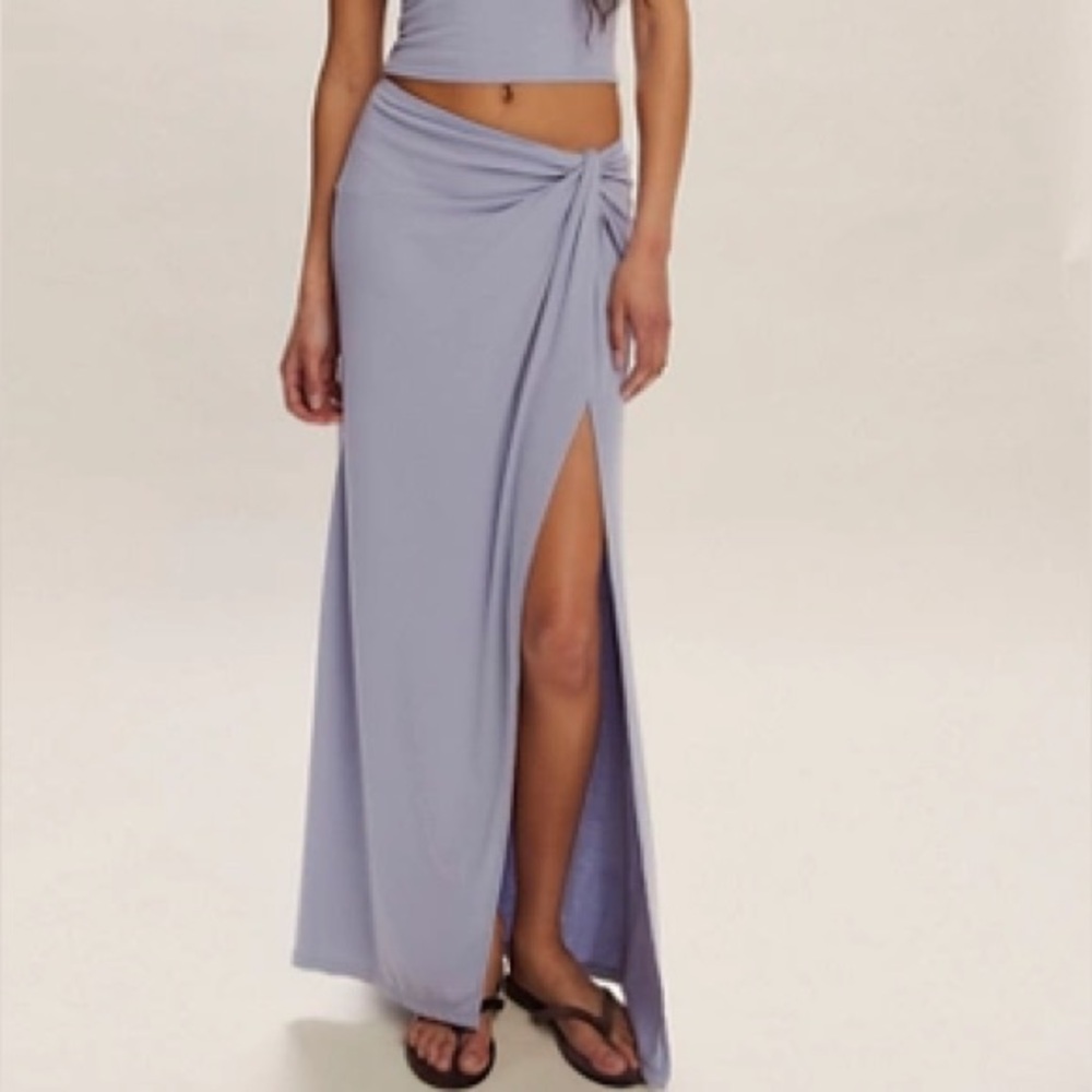 Free People Good Feels Knotted knit maxi skirt size M grey